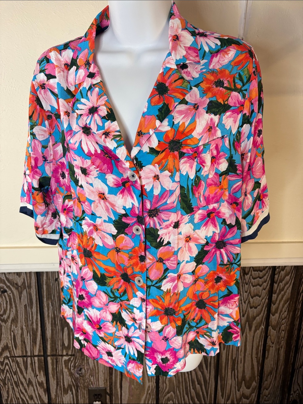 Floral Button-Down Shirt - Bright Multicolor